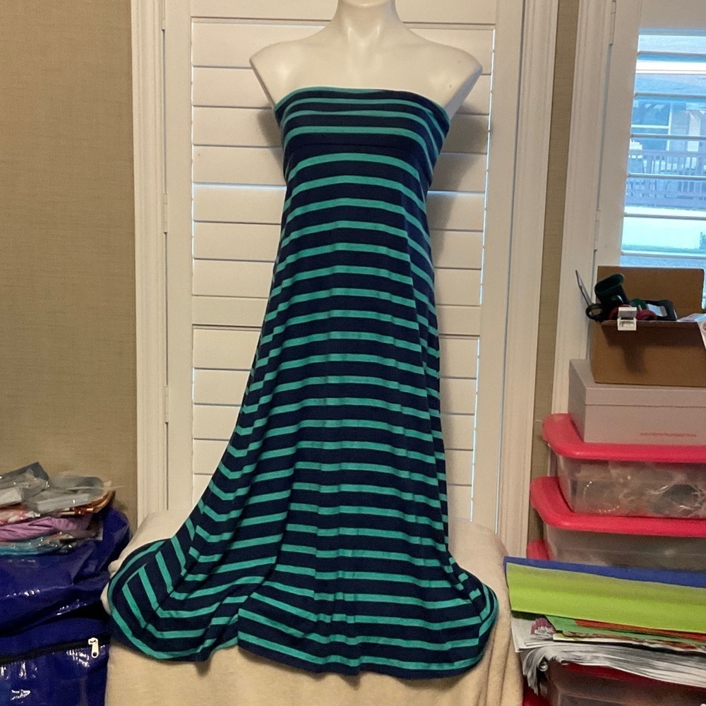 Mossimo Supply Co. Blue and Green Strapless Dress